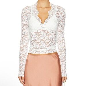 Intimately x FP All Day Lace Long Sleeve Top In Ivory Free People 🫧 💌 Small NWT